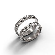 Свадебный салон handmade. Livemaster - original item Paired wedding rings with patterns, silver (Ob27). Handmade.