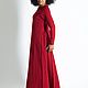 Stylish dark red floor-length dress with long sleeves - DR0082W2, Dresses, Sofia,  Фото №1