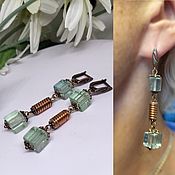 Украшения handmade. Livemaster - original item Green Valley copper earrings with natural fluorite. Handmade.