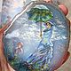 Panel ( Pendant ) painted on the stone, ' Woman with a parasol '. Pendants. Picture&miniature lacquer painting. My Livemaster. Фото №4