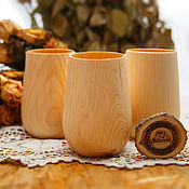 Посуда handmade. Livemaster - original item Set of wooden glasses made of cedar wood -3 pcs. NC4. Handmade.