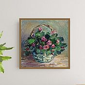 Картина акварелью Гиацинты в вазе. Цветы акварелью