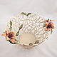 Delicate handmade `Orange Lily`. diameter 30 cm. Braided ceramic and flowers in ceramics Elena Zaichenko
