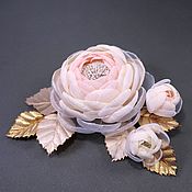 Украшения handmade. Livemaster - original item White Gold Brooch - bouquet with handmade flowers made of fabric. Handmade.