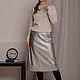 A - line skirt MIDI length silver color, Skirts, Suzdal,  Фото №1