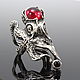 Octopus ring with garnet made of 925 HB0080 silver. Rings. Sunny Silver. My Livemaster. Фото №4