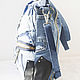 Denim tote bag with leather Trim Shopper Large Female. Tote Bag. Modern and vintage embroidery. My Livemaster. Фото №6
