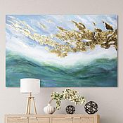 Картина маслом пейзаж Закат на море картина на холсте Стильный пейзаж
