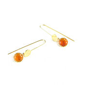 Украшения handmade. Livemaster - original item Orange earrings, long earrings, round thread earrings. Handmade.