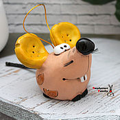 Сувениры и подарки handmade. Livemaster - original item Cheese mouse, ceramic bell.. Handmade.