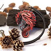 Украшения handmade. Livemaster - original item Scarlet flame of Winter Dragon pendant made of polymer clay. Handmade.