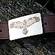 Cinturón de cuero con hebilla de latón negro Cuervo', Straps, Tolyatti,  Фото №1
