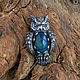 Silver pendant with black opal'Owl', Pendant, Moscow,  Фото №1