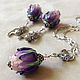 Заказать Серьги  Purple tulip, lampwork, серебро 925 пробы. Ольга  Бабкина  -  BonBijou. Ярмарка Мастеров. . Серьги классические Фото №3