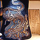 Картина кожаная "Японский Дракон". Картины. Хельга. Кожаная мануфактура. Ярмарка Мастеров.  Фото №4