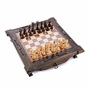 Активный отдых и развлечения handmade. Livemaster - original item Chess carved in a chest with drawers, 