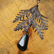 Украшения handmade. Livemaster - original item Neclace branch of cypress electroformed with copper, hawk eye, botanic. Handmade.