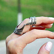 Украшения handmade. Livemaster - original item Double ring made of 925 sterling silver for the whole finger HH0051. Handmade.
