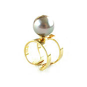 Украшения handmade. Livemaster - original item Pearl Ring wide,gold ring 