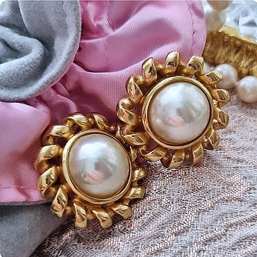 Винтаж ручной работы. Ярмарка Мастеров - ручная работа Винтаж: Клипсы Christian Dior, Кристиан Диор, винтаж. Handmade.
