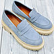 Loafers for women, made of natural blue suede. Loafers. SHOES&BAGS. My Livemaster. Фото №5