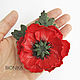 Large red poppy brooch polymer clay brooch with flower gift. Brooches. Bionika - Polymer Clay Jewelry (Bionika). My Livemaster. Фото №5
