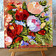 Peonies Rose Small oil paintings flowers abstract palette knife, Pictures, St. Petersburg,  Фото №1