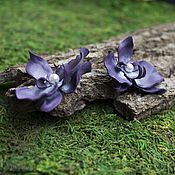 Purple Dawn Leather Butterfly Earrings