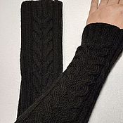 Аксессуары handmade. Livemaster - original item Knitted Spikelet sleeves, black. Handmade.