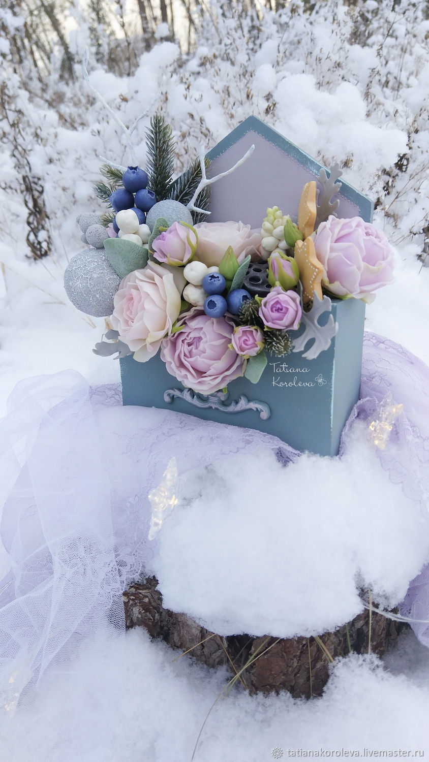 зимний букет цветов на день рождения