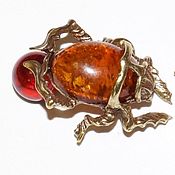 Brooch-pin-amulet with stones of medical amber