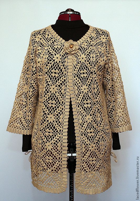 Cardigan crocheted of cotton cashmere and silk – купить на Ярмарке ...