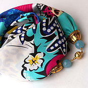 Украшения handmade. Livemaster - original item Transformer silk scarf necklace with blue agate. Handmade.