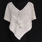 Одежда handmade. Livemaster - original item Knitted white poncho 