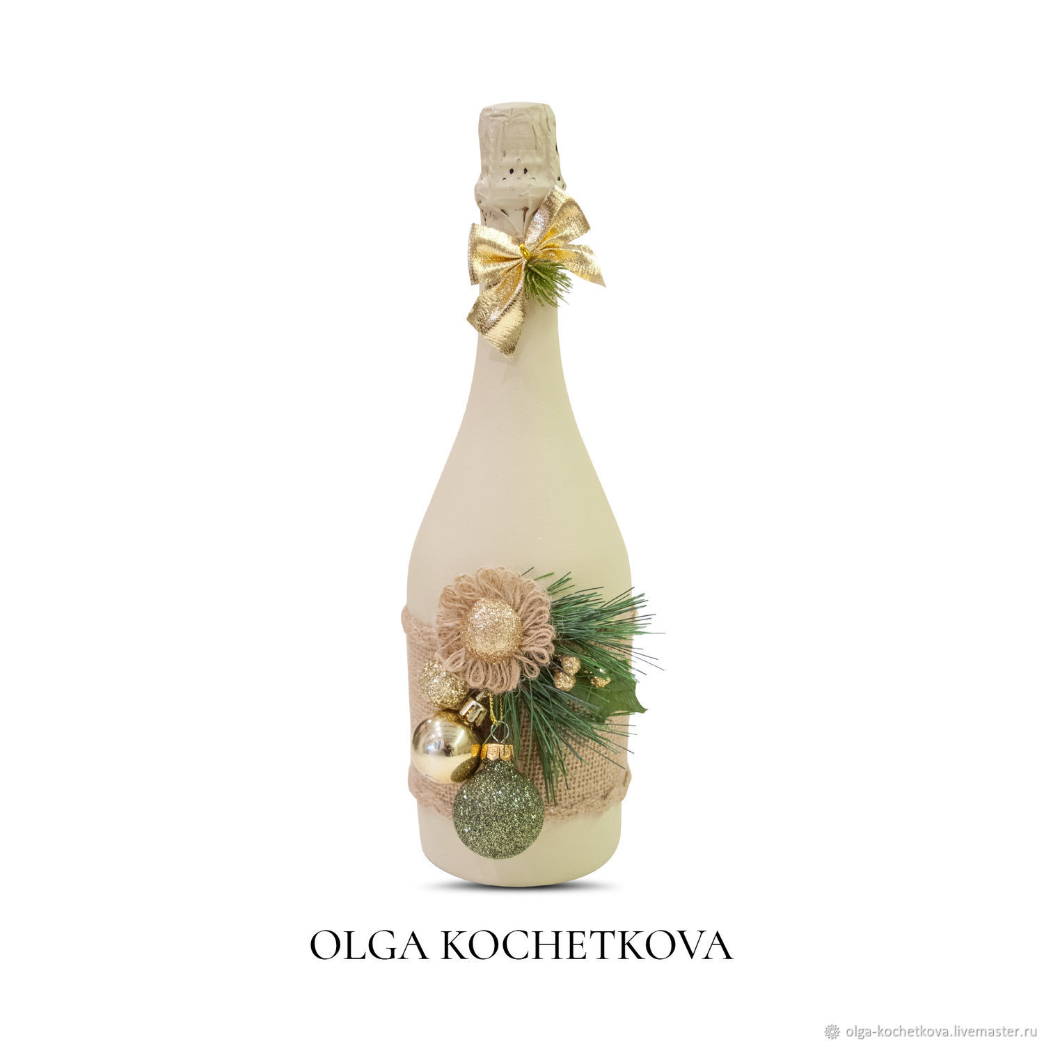 Праздничный декор бутылки шампанского на Новый год своими руками – подставка с зимним цветком