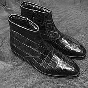 Обувь ручной работы handmade. Livemaster - original item Zippered boots made of genuine crocodile leather, with fur!. Handmade.