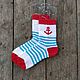 RussianSocks Носки вязаные в морском стиле с якорем мужские полосатые. Носки. RussianSocks ВЯЗАНЫЕ НОСКИ ВАРЕЖКИ. Интернет-магазин Ярмарка Мастеров.  Фото №2