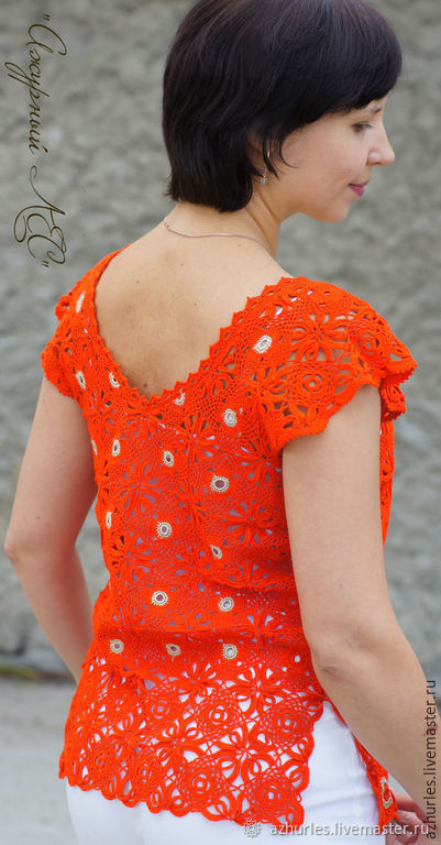 knitted lace blouse Orange 