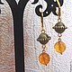 Sun earrings with citrine, Earrings, Stary Oskol,  Фото №1