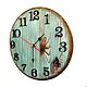 Настенные часы деревянные Кантри бирюзовые. Часы классические. Irina Christmas Decor. Интернет-магазин Ярмарка Мастеров.  Фото №2
