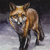Картины и панно handmade. Livemaster - original item Painting with a fox in watercolor. Animals with watercolor paints. Handmade.