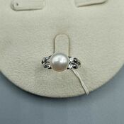 Украшения handmade. Livemaster - original item Silver ring with 9 mm white pearls and cubic zirconia. Handmade.