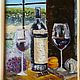 Order Painting Wine still life, wine and fruit Oil, palette knife. Картины для души Virgo gallery. Livemaster. . Pictures Фото №3