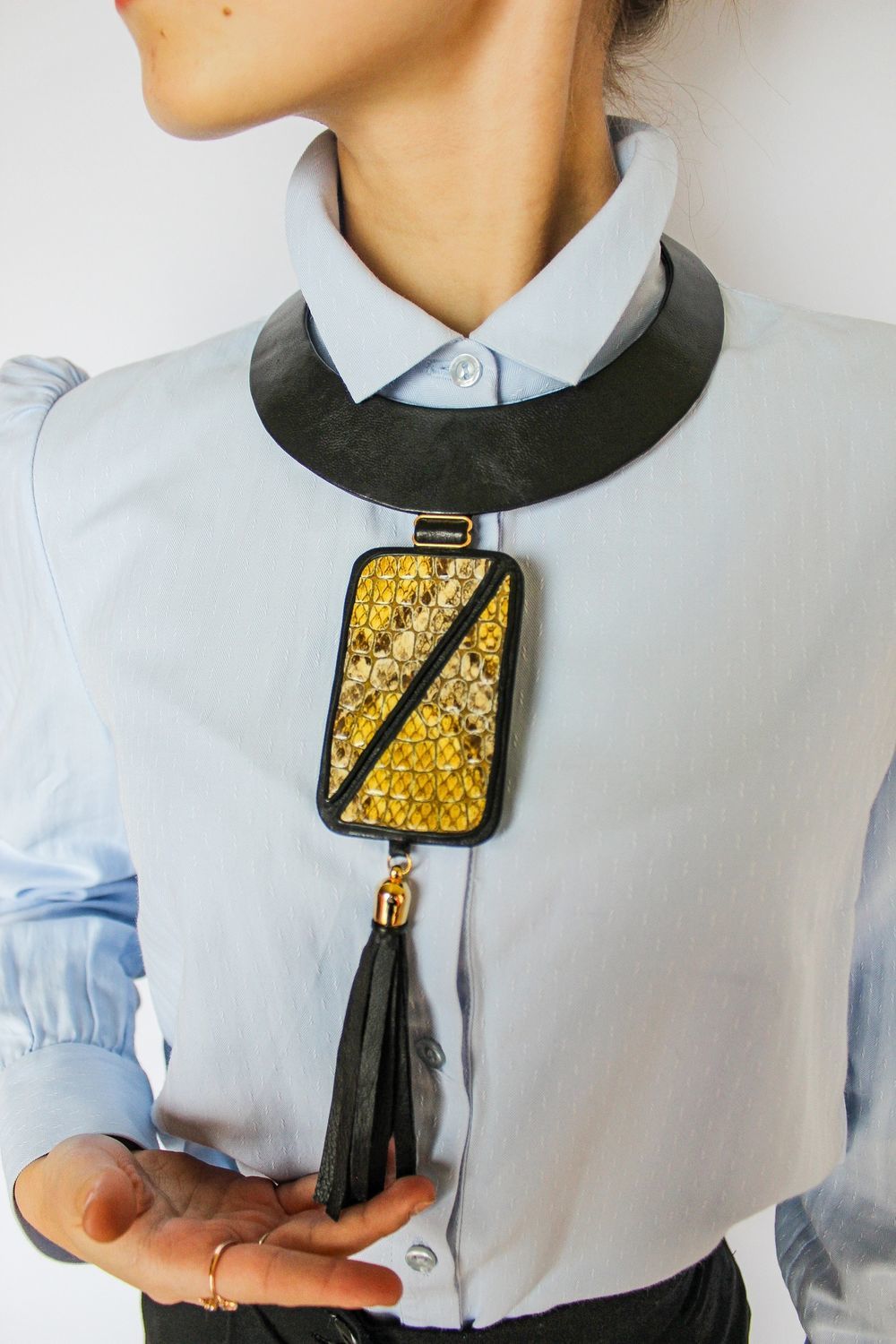 Coco leather Necklace No. №2. Leather necklace for women, Necklace, Gus-Khrustalny,  Фото №1