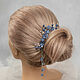 Set of hairpins with dusty blue flowers in silver. Hairpin. Bridal hair jewelry Store. Online shopping on My Livemaster.  Фото №2