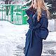 Cocoon coat with belt 'Blue Armani'. Coats. Lana Kmekich (lanakmekich). Online shopping on My Livemaster.  Фото №2