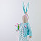 Зайка с тюльпанами и птичкой. Тильда Зверята. FabricBunnyStore. Интернет-магазин Ярмарка Мастеров.  Фото №2