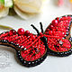Brooch-pin: red butterfly. Brooches. helgaboho. Online shopping on My Livemaster.  Фото №2