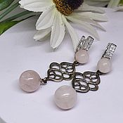 Украшения handmade. Livemaster - original item Sakura earrings with natural rose quartz in silver. Handmade.