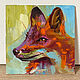 Painting with a fox 'Red'. Oil on hardboard, Pictures, Belgorod,  Фото №1